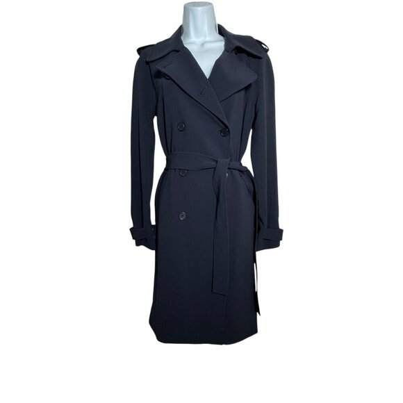 Theory Laurelwood SF Wrap Trench Coat size small Deep Navy Modern Crepe NWT - Picture 3 of 10
